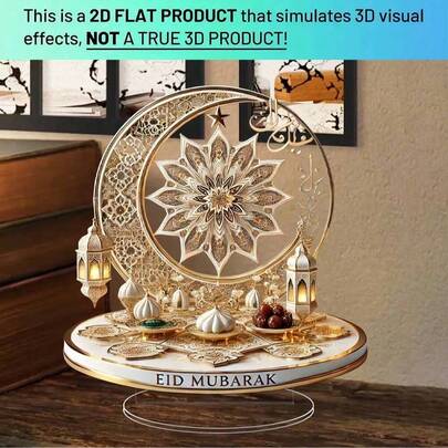 1pc Venus Crescent Lantern Ornament Islamic Festival Desktop Decoration Fun Multifunctional Acrylic Plaque, Home Kitchen Holiday Party Supplies