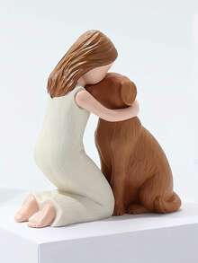 1 st kreativ hartsflicka som kramar hundfigur, handgjord djurskulptur, varm och helande heminredning för vardagsrum, sovrum, bordsskiva, idealisk present till husdjursälskare och vänner - Multifärgad - Visa 5