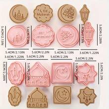 8 st hållbara kakformar i plast - Ramadan halvmåne, stjärna och moskémönster, lämpliga för islamiska högtider - Eid bakverktyg - Multifärgad - Visa 6