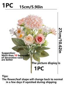 80支/套 人造玫瑰、绣球花、牡丹混合花束，新娘捧花，婚礼装饰，DIY花环材料，生日派对，家居，餐厅，客厅，花园装饰，新年礼物 - 粉色 - 查看 3