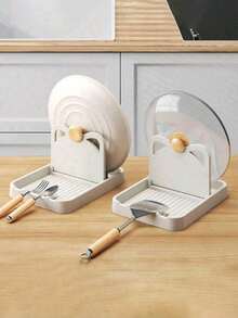 Soporte vertical plegable para tapa de olla con orejas de gato, organizador de almacenamiento multifuncional para utensilios de cocina, como cucharas, espátulas y cuchillos, para decoración del hogar y la cocina - Multicolor - Ver 3