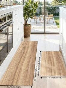 DAJIANG 1 buc Covor de bucătărie din PU cu aspect de lemn, Covor de alergare kaki cu suport antiderapant din cauciuc, Covor de bucătărie lavabil pentru podea, Set de covorașe groase pentru bucătărie, Covor pentru hol, Spălătorie, Decor pentru camera de sărbători, Covor de intrare, Covor alergare, Potrivit pentru toamnă, iarnă, dormitor, Decor de toamnă, Crăciun, Decorațiune de Ziua Recunoștinței