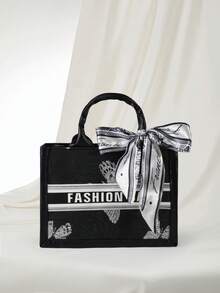 Clariva 时尚简约夏季手提包，大容量质感女包，圣诞礼物 - 黑色 - 查看 1