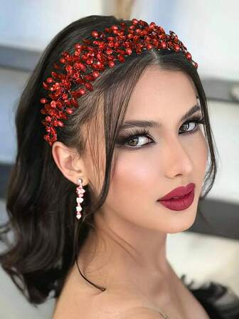 1 pezzo Fascia per capelli da sposa fatta a mano con cristalli e perle, accessorio per capelli da matrimonio in argento, regalo per damigelle, decorazione per capelli da donna per San Valentino