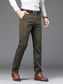 Pantalon décontracté simple de navetteur de poche de couleur unie pour hommes - Militaire verte - Voir 3