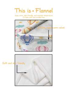 1 Stück Kinderblanket mit Cartoon-Elementen wie rosa Heißluftballons, Wolken und Fahnen als Thema, Flanelldecken aus 100% Polyester 300g dickem Stoff, Klimaanlagen-Zimmer Decken, Schlafmatten, Sofadecken geeignet für Studenten, Schlafsäle, Reisen, Jungen und Mädchen
