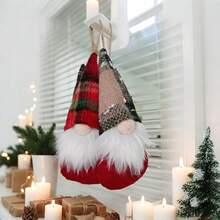 4er-Pack – Weihnachtsbaumschmuck – Plüschzwerg – Gesichtslose Puppe – Weihnachtsmütze – Kleines Geschenk zum Aufhängen am Fenster