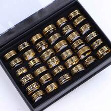 10枚时尚简约油滴不锈钢戒指，男女皆宜，朋克风复古饰品，生日派对礼物，无包装盒