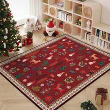 Rugcomf - Alfombra para sala de estar, 6 x 9 pulgadas, lavable a máquina, estilo bohemio, antideslizante, floral, clásico, de pelo bajo, alfombra grande para sala de estar, recámara, granja, comedor,(5' x 3' (Rectangular) santa claus rojo) - Tipo 4 - Ver 4