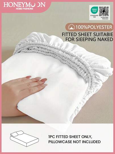 1pc Ultra Soft Solid Color Fitted Sheet, Lightweight As Cloud, 9.84 Inch/25cm Deep Pocket, Fits All Size Beds - Twin, Full, Queen, King, Essential For Home And Dorm Use