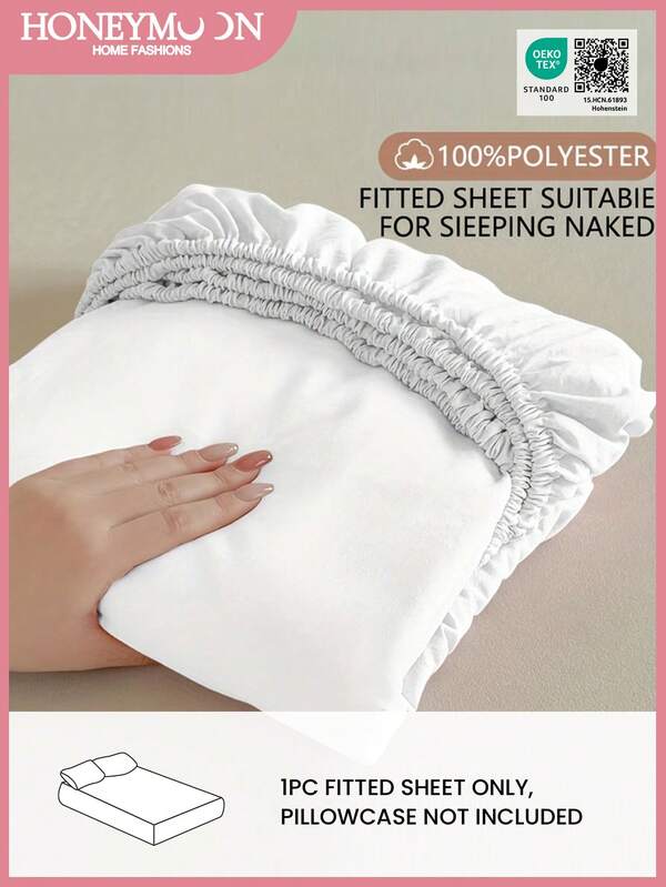 1pc Supersoft Plain Fitted Sheet, Lightweight Cloud-Like Feel Bedding,9.84inch/25cm Deep Pocket, For All Size Bed -Twin, Full, King, Queen Size Sheet, For Home Bedding And School Bedding Dorm Essentials