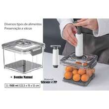 Airtight Vacuum Food Storage Container 15L, Lids, Organizer For Refrigerator, Pantry, Kitchen, Gray - Multicolor - View 6