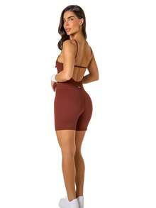 Manalinda Bermuda Shorts Romper In Polyamide - Cà phê nâu - Xem 3