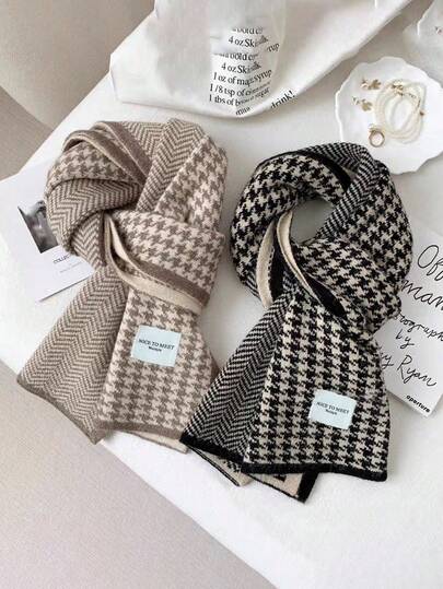 Children's Quadrilateral Pattern Scarf, Winter Collar Warm Style, Autumn-Winter Wool Scarf, Suitable For Students To Use, Peacock Pattern Knitted Scarf, This Is A Fashionable And Warm Knitted Scarf