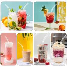 12 Pack Reusable Glass Straws - 8" X 8 MM, 6 Bent And 6 Straight Clear Glass Drinking Straws With 2 Cleaning Brushes, Thin Glass Straws For Smoothies, Milkshake, Frozen Drinks, Tea, Juice - Clear 2 - View 6