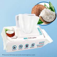 Best Pet Supplies Coconut-Scented Moisturizing Pet Wipes For Dogs & Cats – Extra Soft & Strong Grooming Wipes With Gentle Plant-Derived Formula, Model Number: WW-CO-100 Count (Pack Of 1),25866430 - 彩色 - 查看 2