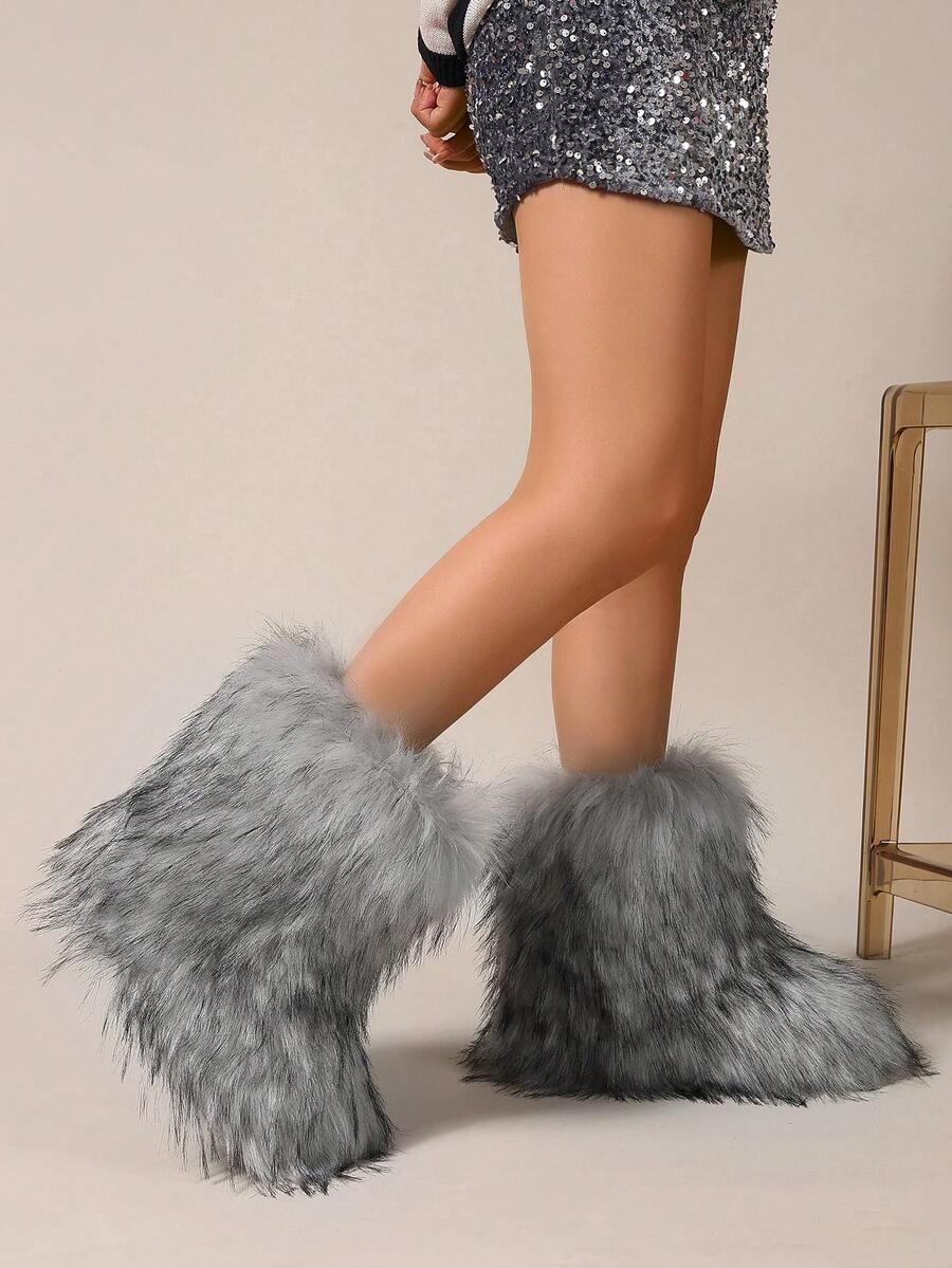 New Winter Warm Plush Faux Fur Snow Boots For Women - Dark Grey & Brown & Black Ankle Booties With Soft Lining, Cozy Slip-On Design For Cold Weather Outdoor & Indoor Wear Unisex Short Ankle Faux Raccoon Fur Snow Boots - Solid Classic Color, Super Smooth Fur Touches The Ground, Perfect For Christmas & Halloween, Y2K Style! Y2K Fashion Men's & Women's Snow Boots - Faux Raccoon Fur, Silky Smooth Floor-Reaching Fur, Solid Classic Shade, Ideal For Christmas & Halloween! Short Ankle Unisex Snow Boots With Faux Raccoon Fur - Solid Classic Color, Ultra-Smooth Fur Hits The Ground, Must-Have For Christmas & Halloween, Edgy Y2K Vibe! Christmas & Halloween Essential Faux Raccoon Fur Snow Boots (Unisex) - Solid Classic Hue, Smooth Fur Touches The Floor, Stylish Y2K Look! Y2K Short Ankle Snow Boots For Men & Women - Faux Raccoon Fur, Super Smooth Floor-Length Fur, Solid Classic Color, Great For Christmas & Halloween Celebrations! - Màu Xám nhạt - Xem 1