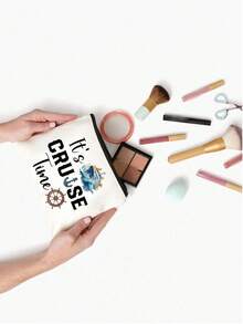 邮轮主题旅行化妆礼品袋，化妆包/洗漱包，拉链化妆包，洗漱收纳袋，拉链手机袋，铅笔袋，化妆刷收纳袋，适合女性、女孩、妈妈、姐妹、朋友，邮轮爱好者化妆包/化妆袋/化妆包/洗漱包，旅行必备邮轮用品/度假必备用品，男女皆宜 - 彩色 - 查看 4