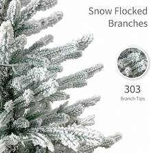 Puleo International 4.5ft Pre-Lit Potted Flocked Arctic Fir Tree With 70 Lights, 419 Realistic Dense Branch Tips, Easy Setup Artificial Trees With Sturdy Metal Stand - 3英尺植絨北極冷杉,附40個白燈 - 查看 5