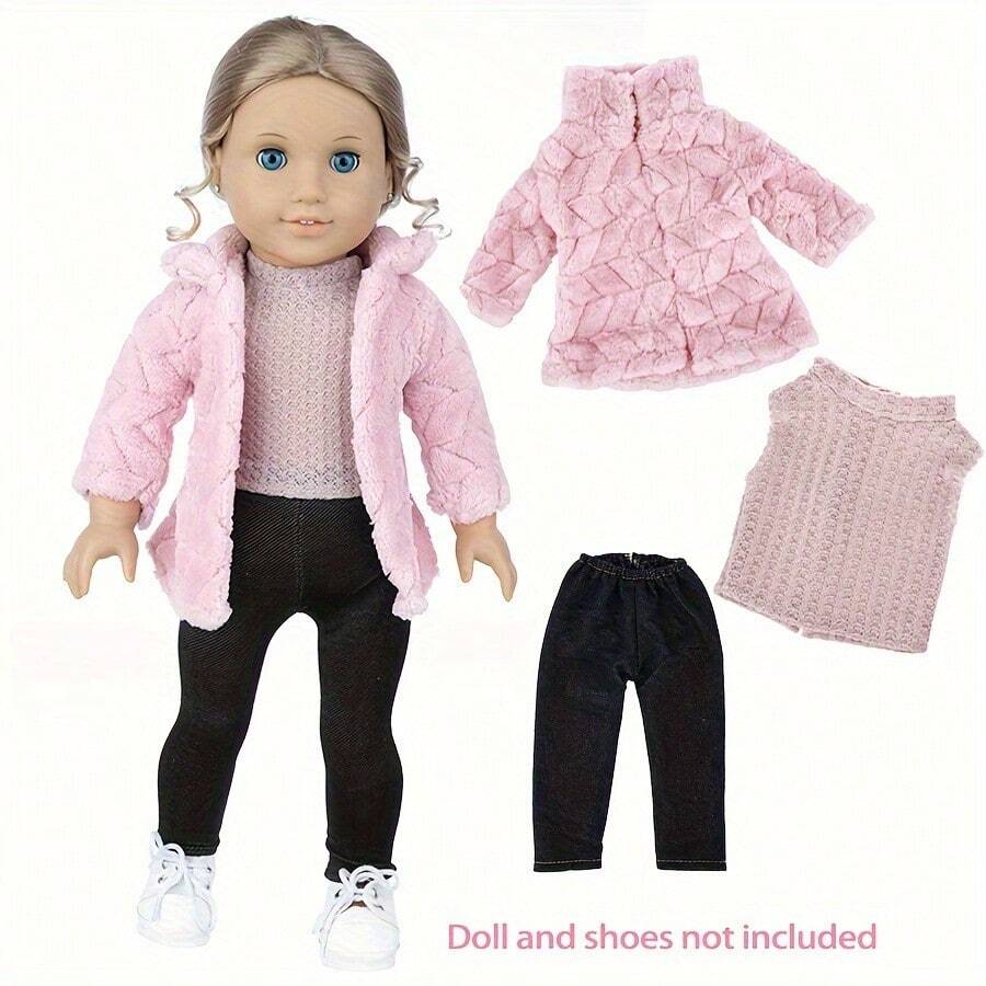 16-18英寸天鹅绒娃娃服装套装，适合美国女孩娃娃，秋冬季