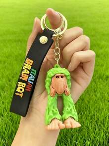 1pc Wooden Stick Figure Shanhaijing Keychain, Creative Gag Car Pendant, 3D Abstract Accessory, Niche Design Bag Charm, National Style Gift Bag Charms Car Accessories Teacher Friend Sister Gift Ideas