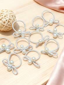 10个银色发圈，质感高级，心形设计，发饰 - 彩色 - 查看 5