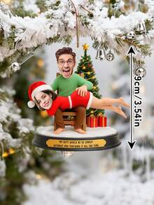1 pieza Adorno de Navidad personalizado y divertido con foto de pareja - Acostada en el regazo de su novio, adornos personalizados con foto, regalos de pareja para Navidad, regalos de recuerdo, regalo de Navidad 2025, decoración del árbol de Navidad, regalos personalizados, regalos de Navidad personalizados, Navidad, regalos de Navidad para hombres