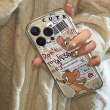 Warner Bros 1个可爱卡通汤姆和杰瑞手机壳，兼容苹果手机，防摔保护套，带双摄像头开孔，创意涂鸦图案，送礼佳品