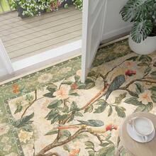 5x8 Area Rug Bedroom, Boho Vintage Floral 5x8 Ft Washable Soft Large Rug Living Room, Dining Room, RV, Car, Non-Slip Floor Carpet With Rubber Backing, Greyish Green - 綠色/多種 - 查看 2