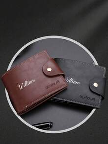 1 Peça Carteira de Couro Personalizada para Homens, Carteira Masculina de Couro PU da Moda, Carteira de Estilo Retrô Europeu e Americano, Carteira Masculina com Fecho Horizontal, Material de Couro PU, Carteira Minimalista Multieslote PU, Carteira Masculina Personalizada, Presente Personalizado para Irmão, Pai, Namorado, Aniversário, Dia do Pai, Natal, Halloween, Dia dos Namorados, Ano Novo Glamour - Carteiras retrô europeias e americanas - Visão 10