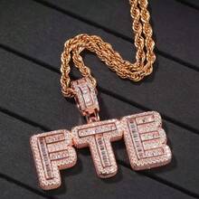 Mặt dây chuyền sáng tạo cá nhân hóa hình chữ cái và số Hip Hop Bling Bling dành cho nam - Đường phèn nhỏ - Xem 3