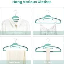 Local Shipping Plastic Hangers 50 Pack With Non-Slip Design,0.2 Inches Thick, 360°Swivel Hook Space Saving Organizer For Bedroom Closet,Shirts,Pants(Grey- S Shaped) - Dusty Blue - View 5
