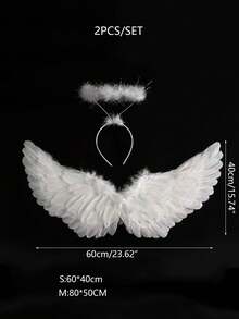 2PCS Angel Wings Angel Wings And Halo Set Carnival Makeup Ball Sexy Performance Costume Role Playing Party Christmas Gift