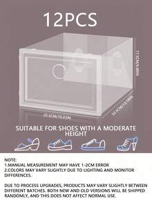 1/6/12pcs High Transparent Shoe Storage Boxes, Premium Collectible Boxes For Sneakers, High Heels, Dress Shoes, Casual Shoes, Stackable With Clear Door, Shoe Display Racks, Size: 30*21*12.5cm - Multicolor - View 18