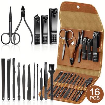 Stainless Steel Manicure Set Womens Manicure Kit Mens Travel Manicure Set 1619PCS