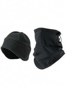 مجموعة قبعة وشاك أذن شتوية مريحة 2 قطعة/1 قطعة، قبعة رأس مكفوفة مصنوعة من الصوف مقاومة للرياح، مناسبة للتزلج والدراجات الخارجية والاستخدام اليومي
