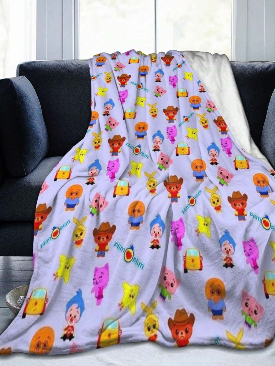 1Pc Plim Plim Blanket Anime Lovers Gift Idea - Luxuriously Soft Flannel Blanket For Couch, Camping & Travel Adventures - 黑色 - 查看 1