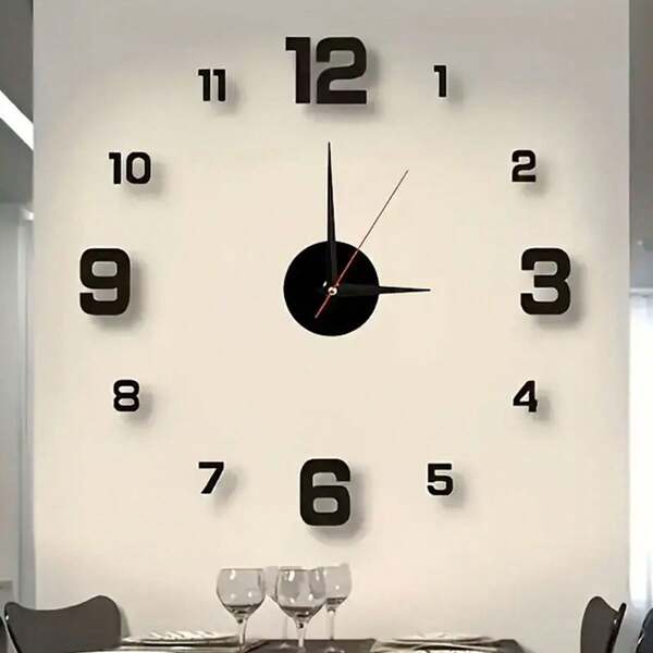 1 Peça Relógio de Parede Criativo e Silencioso de Estilo Nórdico, Adesivo de Parede Acrílico DIY com Dígitos, Função Luminosa, Presente Perfeito para o Dia dos Namorados, Alimentado por Bateria (Pilha AA Não Incluída), Adequado para Sala de Estar e Quarto