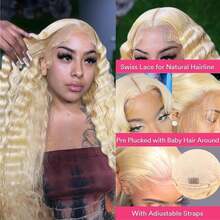 13x4 Curly Wig Human Hair 42 Inch Deep Wave Lace Front Wigs Human Hair 230_Density Ultra-Thin Lace 0.1 Millimeter Wet And Wavy Lace Front Wigs Human Hair Pre Plucked 13x6 Deep Wave Wig For Women With Baby Hair 4x4 5x5 Put On And Go Glueless Wigs Human Hair 613 Blonde Wig Deep Wave Human Hair Wigs - S613 - Xem 2