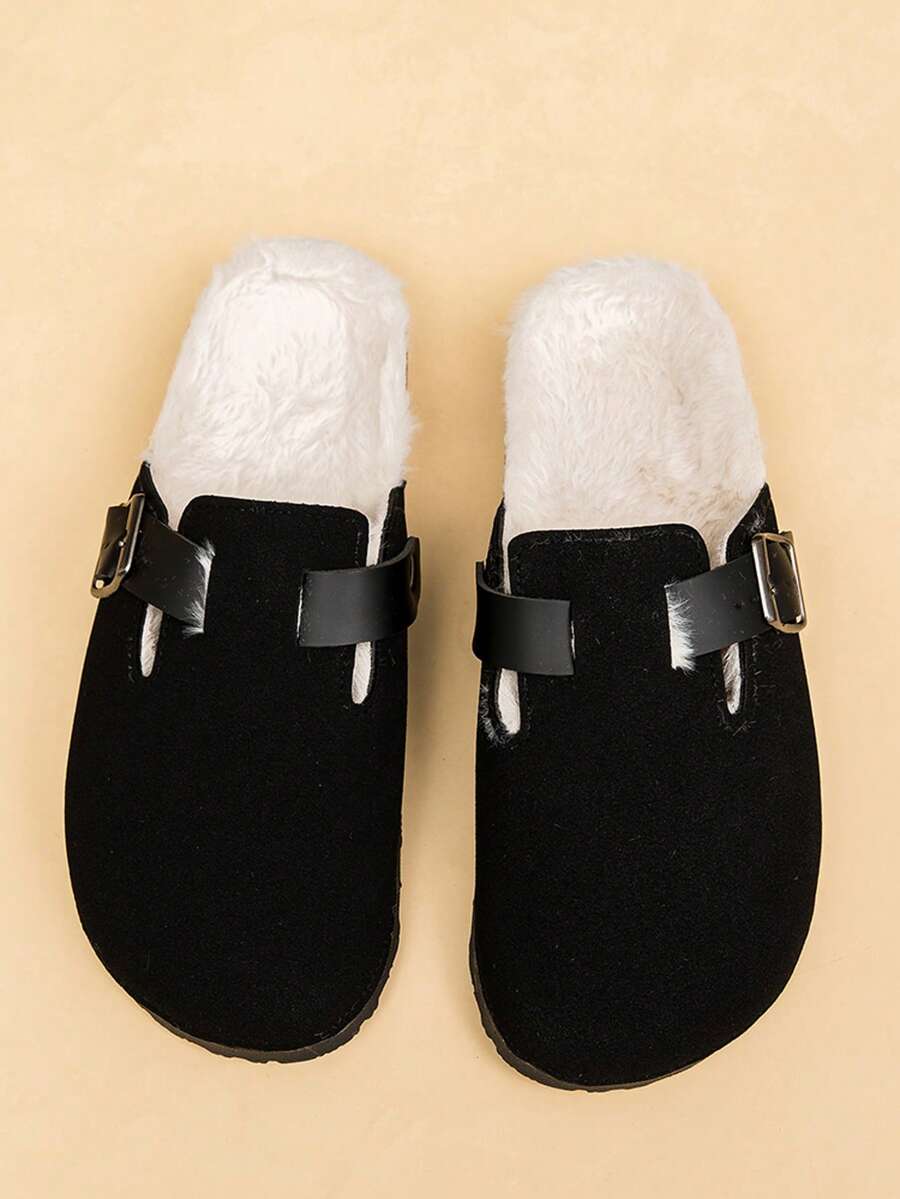 Pantuflas con forro térmico, zapatos tipo mula de dedo cerrado para hombre de talla grande para otoño/invierno