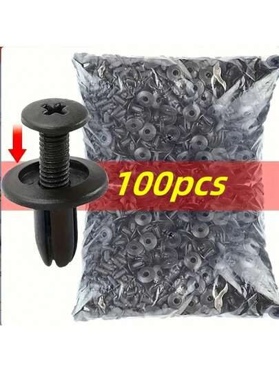 Schwarze Kunststoff-Nieten, für strapazierfähige Innen-/Außenverkleidung von Kraftfahrzeugen, Heckstoßstangen-Clips, Schnellmontage-Schrauben für Stoßfänger und Kotflügel, Industriemuttern, Vollgewinde-Kappen