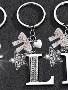 Diamond Personalized Minimalist A-Z Multifunctional Bag Charm, European And American New Arrival Creative Luggage Key Chain - Shiny 5-Star Diamond Pendant, Shiny Letter A-Z, Shiny Bow, Shiny Alloy Bag Charm - Perfect Gift For Birthday And Special Occasions, Earphone Charm - Multicolor - View 18