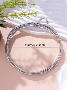 1 chiếc vòng cổ choker nhiều lớp bằng kim loại xoắn phong cách Punk thời trang (Những khiếm khuyết nhỏ như trầy xước là bình thường và không thể tránh khỏi) - vua trắng - Xem 3
