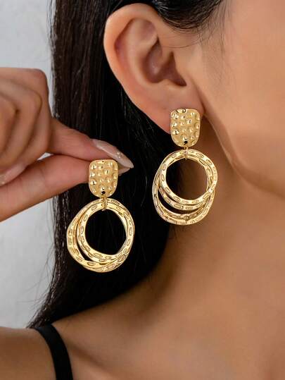 1 pereche cercei rotunzi multistrat, stil vintage, eleganți, versatili, la modă, potriviți pentru ținute casual, de petrecere sau cadouri pentru femei