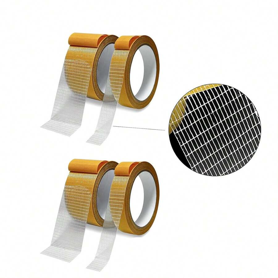 Cintas Doble Cara para Pared, Tapetes - Cinta Adhesiva Fibra,Cintas Doble Cara,Cinta Adhesiva Doble Cara Transparente, Para Alfombras, Paredes, Cocina y Fijar Fotos(4pcs) - 1 - Ver 1