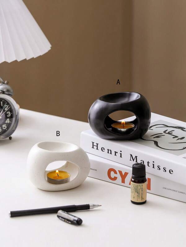 1 pieza Soporte de vela de té de cerámica - Quemador de aceites esenciales, difusor de fragancias, artesanía de cerámica para decoración del hogar, suministros para festivales y fiestas, meditación y yoga, regalo perfecto