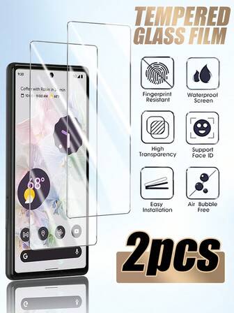 2pcs High Definition Tempered Glass Screen Protector (Including Curved Screen) Compatible With Google Pixel 3/Pixel 4/Pixel 5/Pixel 5A/Pixel 6/Pixel 6A/Pixel 7/Pixel 7A/Pixel 8A/8pro/Pixel 9/Pixel 9pro/Pixel Xl/Pixel 9a/Pixel 10/Pixel 10pro/Pixel 10proxl Series