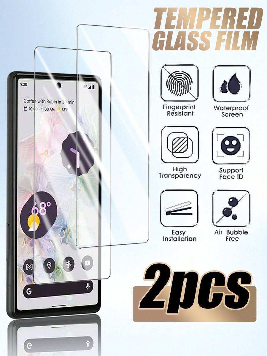 MSRI 2pcs High Definition Tempered Glass Screen Protector For (Includes Curved Screen) Pixel3/Pixel4/Pixel 5/ Pixel 5A/ Pixel 6/ Pixel 6A/ Pixel 7/ Pixel 7A/ Pixel 8A /8pro/Pixel 9/Pixel 9pro/Pixel Xl/Pixel 9a/Pixel 10/Pixel 10pro/Pixel 10proxl Series - Clear - View 1