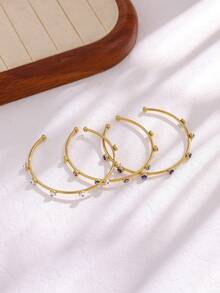 Brazalete ancho de acero inoxidable con diseño de flor para mujer, pulsera de estilo vintage geométrico simple con acabado mate, joyería de moda, regalo nuevo