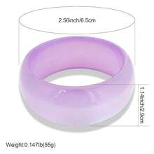 FUNOJOY Acrylic Resin Bangle Bracelets For Women 1-3Pcs Simple Oval Polished-Finish Chunky Bangle Bracelet Wide Wristbands Fashion Jewelry Bracelet For Women{Inchcolor_nameinch:InchA-Purpleinch} - A-紫色 - 查看 4
